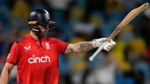 West Indies vs England: Phil Salt smacks third T20I century as tourists romp to series-opening eight-wicket win in Barbados