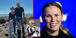 Caroline Wozniacki se emociona porque sus hijos James y Olivia crecen demasiado rápido; Su padre Piotr se une para crear recuerdos en un trampolín.