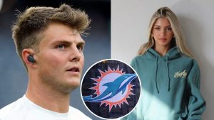 Zach Wilson y su prometida Nicolette Dellanno Glow en el equipo de Dolphins después del acuerdo de agencia libre de $ 6,000,000 de QB
