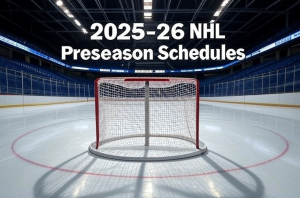 2025-26 Horario de pretemporada de la NHL; Enfrentamientos, tiempos – paréntesis deportivos