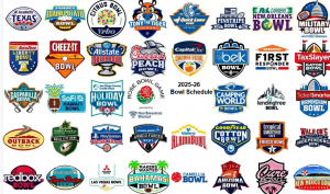 2025-26 Lanzamiento del tazón de fútbol americano universitario; Imprimible, TV y transmisiones – Splacos de acciones deportivas
