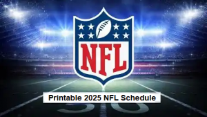 Agenda de NFL imprimible 2025; TV declara, enfrentamientos: soportes de acciones deportivas