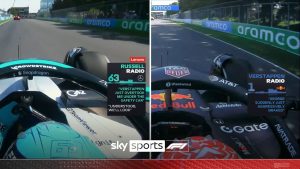 Canadá Inmense Prix: Red Bull Scream George Russell El auto de seguridad conduciendo frente a Max Verstappen