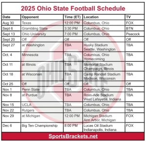 2025 Ohio declara el escritorio de tiempo de fútbol; Imprimible, enfrentamientos y TV – Splacos de actividades deportivas