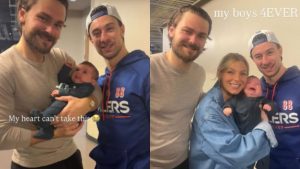 “Mi corazón no puede robar esto”: Rasmus Andersson posa con el nuevo hijo de su ex compañero de Flames, Andrew Mangiapane, mientras las familias se unen después de la Guerra de Alberta.