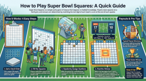 Plantilla de cuadrados de tazón grueso para imprimir gratis 2026: 100 pies cuadrados. PDF de cuadrícula para Chunky Bowl LX (8 de febrero); Ideas y configuración sencilla de piscinas de la NFL: soportes deportivos