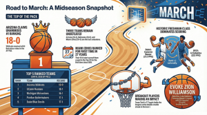 Clasificaciones de vitalidad de mitad de temporada de baloncesto universitario masculino 2025-26 y AP High 25: Arizona lidera el trío invicto, las estrellas de los estudiantes brillan – Cuadros deportivos