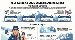 Agenda de esquí alpino de los Juegos Olímpicos de Iciness 2026 y carreras clave: calendario día a día, favoritos de EE. UU., sedes y PDF imprimible – Corchetes de actividades deportivas