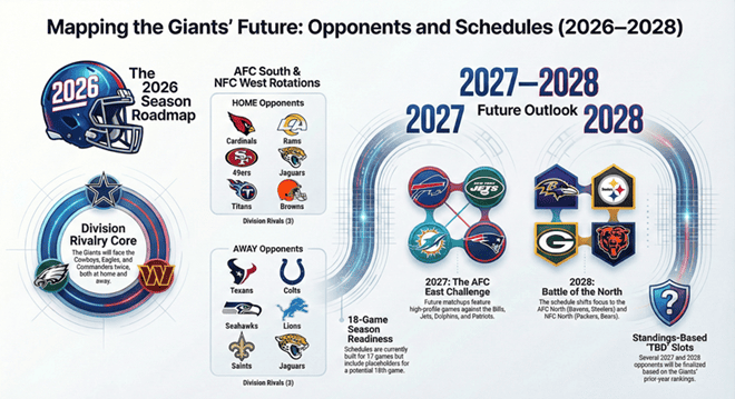 Futuros oponentes de los New York Giants: lista de control de grasa por año (desgloses de local/visitante) – Cuadros deportivos