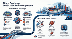 Futuros oponentes de los Tennessee Titans: lista de barrigas por año (desgloses de local/visitante) – Soportes deportivos