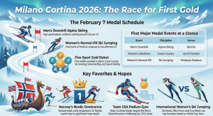 Primeras medallas en los Juegos Olímpicos de Invierno de 2026: calendario del 7 de febrero, eventos clave, favoritos y actualizaciones de estadías – Cuadros deportivos