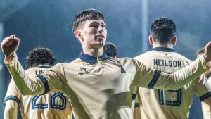Falkirk 1-0 Dundee: Ben Broggio anota el primer gol senior para sellar la derivación mientras Yan Dhanda falla el penalti en el tiempo de descuento