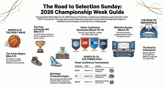 Semana del campeonato 2026: calendario e información de los torneos de la conferencia de baloncesto universitario masculino – Cuadros deportivos