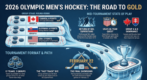 Calendario y cuadro de hockey masculino de los Juegos Olímpicos de clima frío de 2026: actualizaciones en vivo entre EE. UU. y Dinamarca (14 de febrero), clasificación local, rumbo al oro + cuadro imprimible – Cuadros deportivos