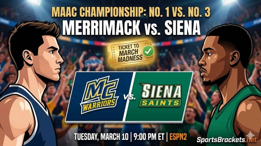 Juego de campeonato MAAC 2026: calendario, probabilidades y seguimiento de grupos de Merrimack vs.Siena – Grupos de acciones deportivas
