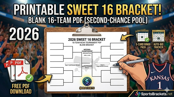 Cuadro Candy 16 imprimible: PDF del partido suave de la NCAA con 16 equipos – Cuadros deportivos
