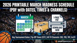 Calendario imprimible de March Madness 2026: PDF con fechas, horarios y canales – Corchetes de acciones deportivas
