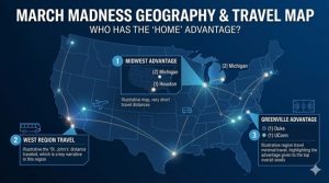 Archivos de geografía de March Madness: ¿Qué grupos obtienen el desgarro más corto y el apoyo deportivo “local” en 2026? – Cuadros de acciones deportivas