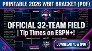Soporte WBIT imprimible de 2026: estadio, programación y canales de televisión decentes con 32 equipos – Soportes de acciones deportivas