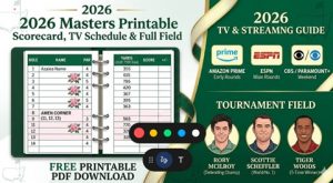 Cuadro de mando imprimible del Masters de 2026, calendario televisivo y escenario de torneo robusto: categorías deportivas