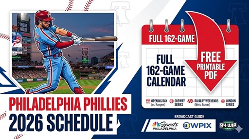 Calendario de los Filis de Filadelfia 2026: PDF imprimible, canales de televisión y fechas clave – Cuadros deportivos
