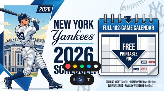 Calendario elegante de los Yankees de York 2026: fechas clave, secuencia del metro y PDF imprimible – Corchetes de actividades deportivas