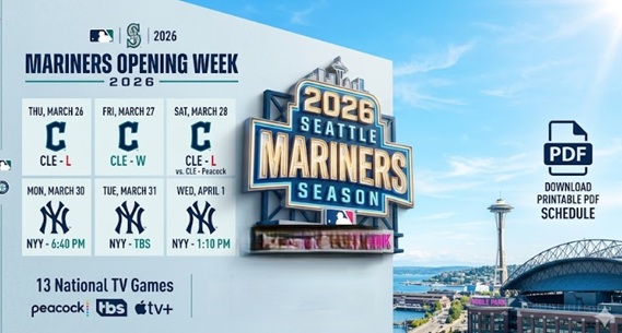 Agenda de los Marineros de Seattle 2026: PDF imprimible, canales de televisión y enfrentamientos clave – Corchetes de acciones deportivas