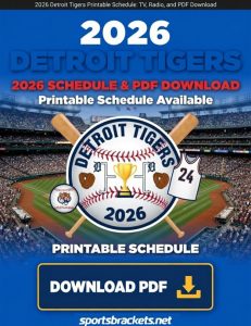 Horario imprimible de los Detroit Tigers 2026: capturas de TV, radio y PDF – Cuadros deportivos
