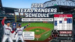 Horario de los Texas Rangers 2026: resultados, información televisiva y PDF imprimible – Cuadros deportivos