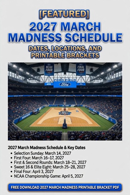 Calendario de March Madness de 2027: fechas, ubicaciones y grupos imprimibles – Grupos de actividades deportivas