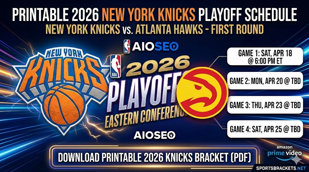 Calendario de playoffs de los York Knicks original imprimible de 2026: fechas, casos y canales de televisión – Cuadros deportivos