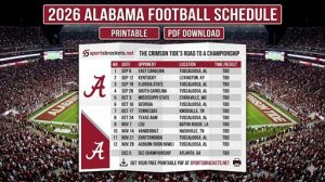 Calendario de fútbol de Alabama Crimson Tide 2026, PDF imprimible – Corchetes de actividades deportivas