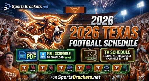 Horario de fútbol de los Texas Longhorns 2026, PDF imprimible con horario de TV – Soportes de actividades deportivas