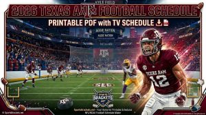 Horario de fútbol americano de Texas A&M 2026, PDF imprimible con horario de TV – Soportes de actividades deportivas
