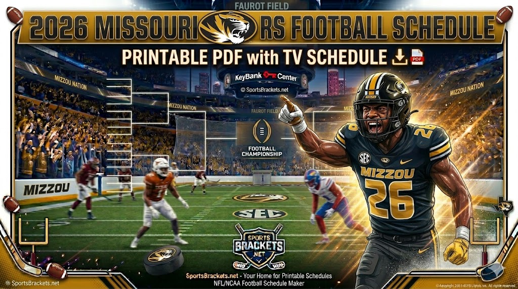 Agenda de fútbol de Missouri 2026, PDF imprimible con agenda de TV – Soportes deportivos