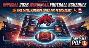 Agenda de fútbol de Arkansas 2026 | PDF imprimible