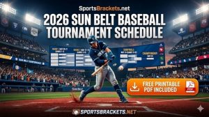 Cuadro de partidos de béisbol Sun Belt 2026: calendario y PDF imprimible – Cuadros de acciones deportivas