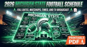 Horario de fútbol del estado de Michigan 2026, PDF imprimible con horario de TV – Soportes deportivos