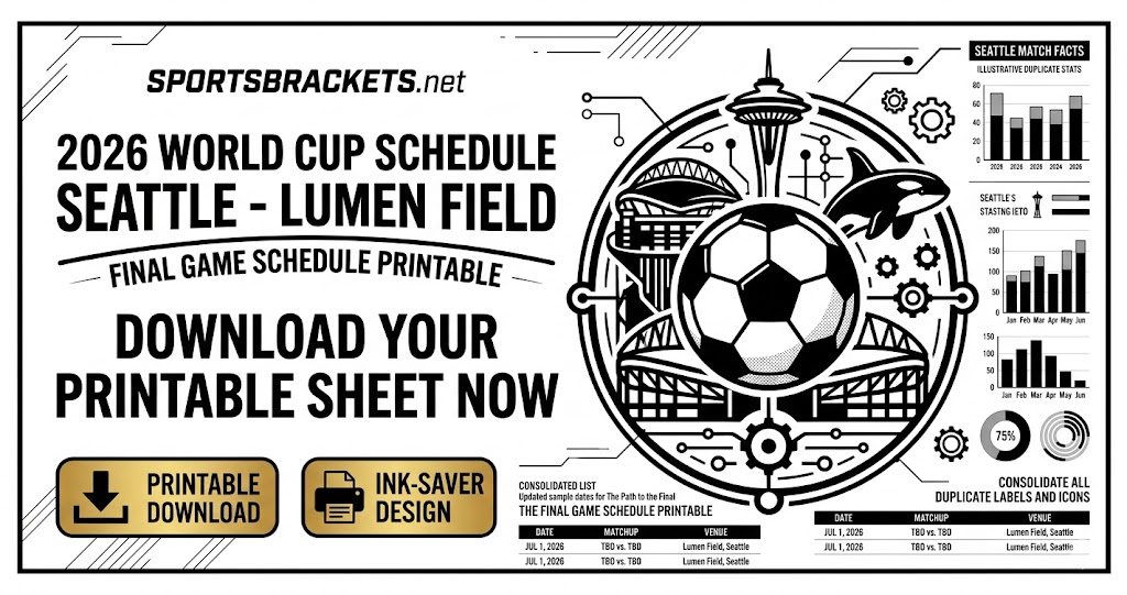 Calendario del Mundial de Seattle 2026 | PDF imprimible gratis | Lumen Field – Soportes deportivos