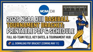 Cuadro del torneo de béisbol de la División III de la NCAA 2026: PDF imprimible y calendario – Cuadros deportivos