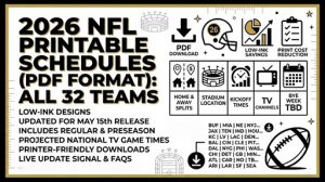 Horarios imprimibles de la NFL 2026 (estructura en PDF): los 32 grupos – Cuadros deportivos