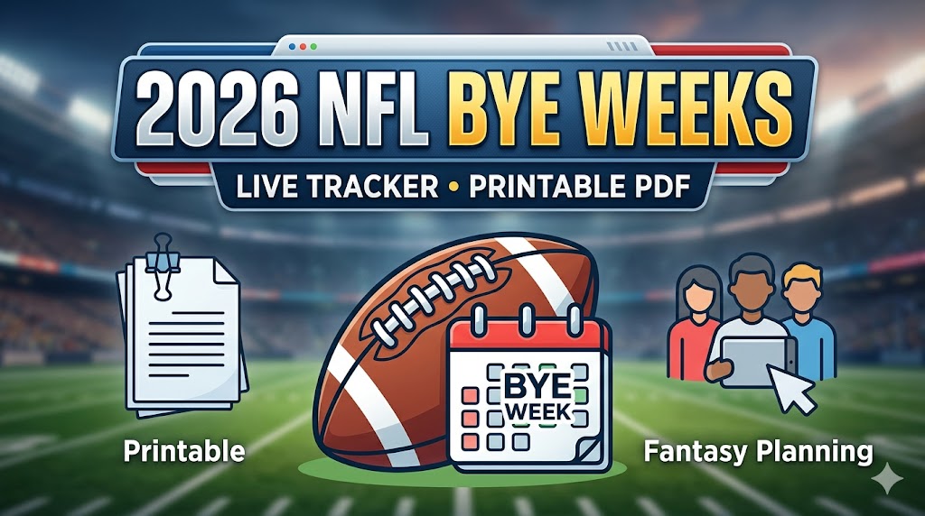 Agenda de la semana de descanso de la NFL 2026: seguimiento en vivo, PDF imprimible y desgloses del equipo – Soportes de actividades deportivas