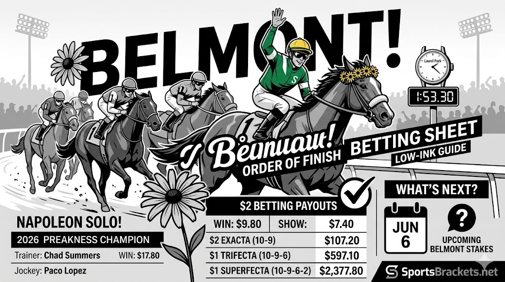 2026 Belmont Stakes imprimible Tener una hoja de apuestas: Cuadrícula de grupo de oficina con poca tinta, seguimiento de disciplina y probabilidades – Soportes deportivos