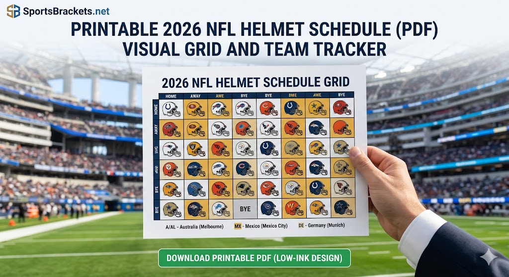 Agenda imprimible de cascos de la NFL 2026: cuadrícula visual y seguimiento de grupos (PDF) – Soportes deportivos