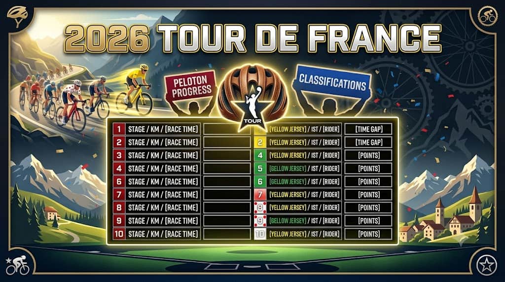 Rastreador del Tour de Francia 2026: etapa imprimible y hoja de camiseta amarilla