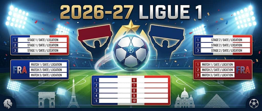 Calendario de la Ligue 1 2026-27: escritorio, equipo de golf y rastreador imprimible