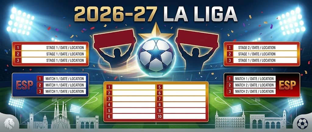 Agenda de La Liga 2026-27: tabla, clubes y rastreador imprimible