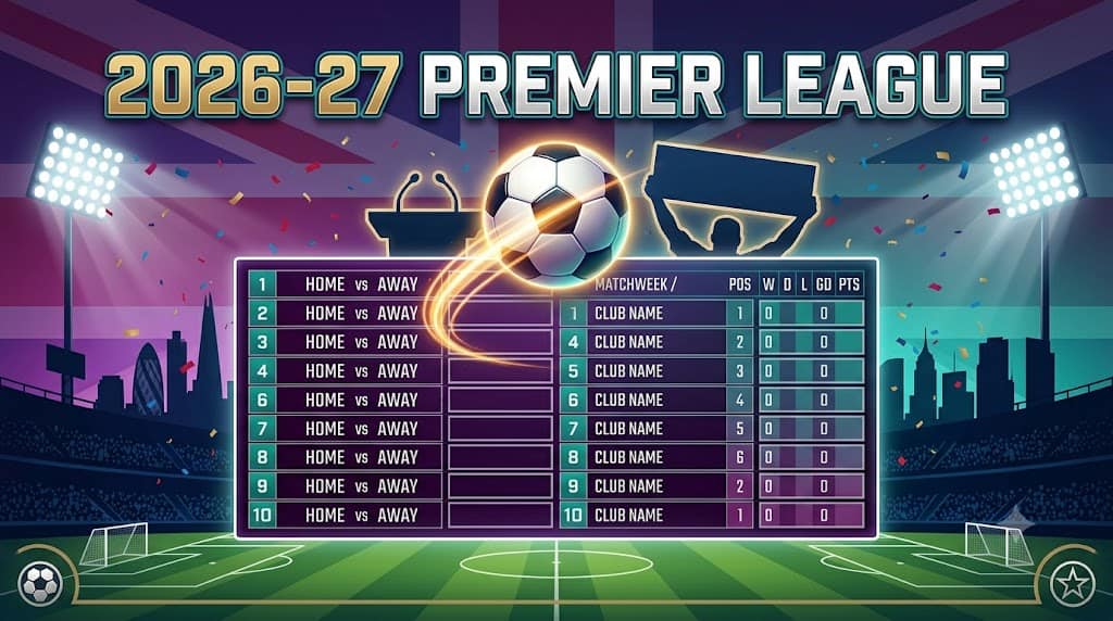 Calendario de la Premier League 2026-27: calendario, calendario e imprimible