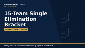 Cuadro de eliminación simple de 15 tripulantes (PDF imprimible gratis)