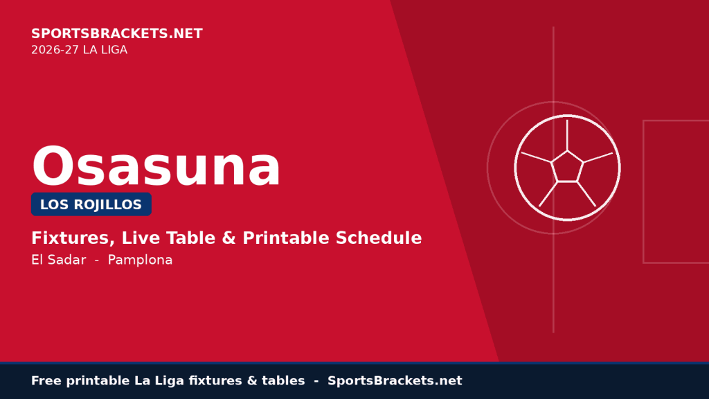 Calendario de Osasuna 2026-27: calendario y vistas de La Liga